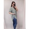 Tunika košilová oversize krátký rukáv dámská (L/XL one size) ITALSKÁ MÓDA IM421695 (Velikost S/M/L, Barva zelená khaki)