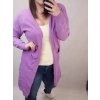 Cardigan pletený tenký jarní dlouhý rukáv dámský nadrozměr (L/2XL ONE SIZE) ITALSKÁ MÓDA IMD21947 (Velikost XL/2XL, Barva fialová)