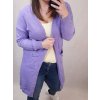 Cardigan pletený tenký jarní dlouhý rukáv dámský nadrozměr (L/2XL ONE SIZE) ITALSKÁ MÓDA IMD21947 (Velikost XL/2XL, Barva fialová)