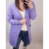 Cardigan pletený tenký jarní dlouhý rukáv dámský nadrozměr (L/2XL ONE SIZE) ITALSKÁ MÓDA IMD21947 (Velikost XL/2XL, Barva fialová)