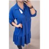 Šaty košilové oversize 3/4 rukáv dámské nadrozměr (2XL/3XL ONE SIZE) ITALSKÁ MÓDA IM422174 (Velikost 2XL/3XL, Barva modrá královská)