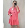 Šaty košilové oversize 3/4 rukáv dámské nadrozměr (2XL/3XL ONE SIZE) ITALSKÁ MÓDA IM422174 (Velikost 2XL/3XL, Barva modrá královská)