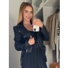 Bunda koženková křivák dlouhý rukáv dámská (S/M ONE SIZE) ITALSKÁ MÓDA IMM22561/DR (Velikost S/M/L, Barva Černá)