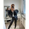 Bunda koženková křivák dlouhý rukáv dámská (S/M ONE SIZE) ITALSKÁ MÓDA IMM22561/DR (Velikost S/M/L, Barva Černá)