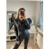 Bunda koženková křivák dlouhý rukáv dámská (S/M ONE SIZE) ITALSKÁ MÓDA IMM22561/DR (Velikost S/M/L, Barva Černá)