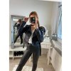Bunda koženková křivák dlouhý rukáv dámská (S/M ONE SIZE) ITALSKÁ MÓDA IMM22561/DR (Velikost S/M/L, Barva Černá)