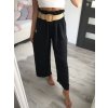 Kalhoty dlouhé letní s páskem dámské (S/M ONE SIZE) ITALSKÁ MÓDA IMWY22089/DR (Velikost M/L, Barva Černá)