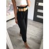 Kalhoty dlouhé letní s páskem dámské (S/M ONE SIZE) ITALSKÁ MÓDA IMWY22089/DR (Velikost M/L, Barva Černá)