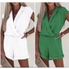 Overal košilový krátký rukáv dámské (S/M ONE SIZE) ITALSKÁ MÓDA IMWY22099 (Velikost S/M/L, Barva Černá)