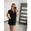 Overal košilový krátký rukáv dámské (S/M ONE SIZE) ITALSKÁ MÓDA IMWY22099 (Velikost S/M/L, Barva Černá)
