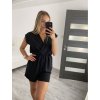 Overal košilový krátký rukáv dámské (S/M ONE SIZE) ITALSKÁ MÓDA IMWY22099 (Velikost S/M/L, Barva Černá)