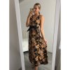 Šaty dlouhé na ramínka icecool s páskem květ  (S/M ONE SIZE) ITALSKá MóDA IMM22577/DR (Velikost S/M/L, Barva Černá)