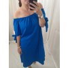 Šaty letní carmen krátký rukáv dámské nadrozměr (XL/2XL ONE SIZEl) ITALSKÁ MÓDA IMD22046/DR (Velikost XL/2XL, Barva modrá královská)
