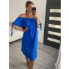 Šaty letní carmen krátký rukáv dámské nadrozměr (XL/2XL ONE SIZEl) ITALSKÁ MÓDA IMD22046/DR (Velikost XL/2XL, Barva modrá královská)