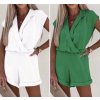 Overal letní krátký rukáv dámský (S/M ONE SIZE) ITALSKÁ MÓDA IMWB222484 (Velikost S/M/L, Barva bílá)