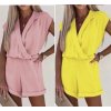 Overal letní krátký rukáv dámský (S/M ONE SIZE) ITALSKÁ MÓDA IMWB222484 (Velikost S/M/L, Barva bílá)