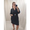 Šaty oversize elegantní s páskem krátký rukáv dámské (S/M/L/XL ONE SIZE) ITALSKÁ MÓDA IMWB22191/DR (Velikost S/M/L, Barva Černá)
