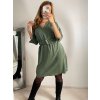 Šaty oversize elegantní s páskem krátký rukáv dámské (S/M/L/XL ONE SIZE) ITALSKÁ MÓDA IMWB22191/DR (Velikost S/M/L, Barva Černá)
