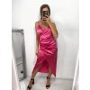 Šaty elegantní saténové  společenské na ramínka dámské (S/M ONE SIZE) ITALSKÁ MÓDA IM322MONICA/DR (Velikost S/M/L, Barva bílá)