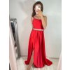 Šaty dlouhé elegantní saténové na ramínka dámské (S/M ONE SIZE) ITALSKÁ MÓDA IMM2222611LS/DR