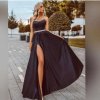 Šaty dlouhé elegantní saténové na ramínka dámské (S/M ONE SIZE) ITALSKÁ MÓDA IMM2222611LS/DR