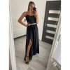 Šaty dlouhé elegantní saténové na ramínka dámské (S/M ONE SIZE) ITALSKÁ MÓDA IMM2222611LS/DR