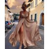 Šaty dlouhé společenské saténové na ramínka dámské Elisabet (XS/S/M/L ONE SIZE) ITALSKÁ MÓDA IMM22360/DR (Velikost S/M/L, Barva zelená smaragdová)