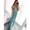 Šaty dlouhé společenské saténové na ramínka dámské Elisabet (XS/S/M/L ONE SIZE) ITALSKÁ MÓDA IMM22360/DR (Velikost S/M/L, Barva zelená smaragdová)