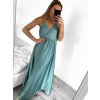 Šaty dlouhé společenské saténové na ramínka dámské Elisabet (XS/S/M/L ONE SIZE) ITALSKÁ MÓDA IMM22360/DR (Velikost S/M/L, Barva zelená smaragdová)