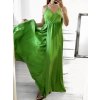 Šaty dlouhé společenské saténové na ramínka dámské Elisabet (XS/S/M/L ONE SIZE) ITALSKÁ MÓDA IMM22360/DR (Velikost S/M/L, Barva zelená smaragdová)