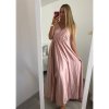 Šaty dlouhé společenské saténové na ramínka dámské Elisabet (XS/S/M/L ONE SIZE) ITALSKÁ MÓDA IMM22360/DR (Velikost S/M/L, Barva zelená smaragdová)