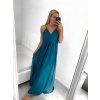 Šaty dlouhé společenské saténové na ramínka dámské Elisabet (XS/S/M/L ONE SIZE) ITALSKÁ MÓDA IMM22360/DR (Velikost S/M/L, Barva zelená smaragdová)
