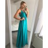 Šaty dlouhé společenské saténové na ramínka dámské Elisabet (XS/S/M/L ONE SIZE) ITALSKÁ MÓDA IMM22360/DR (Velikost S/M/L, Barva zelená smaragdová)