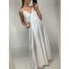 Šaty dlouhé společenské saténové na ramínka dámské Elisabet (XS/S/M/L ONE SIZE) ITALSKÁ MÓDA IMM22360/DR (Velikost S/M/L, Barva zelená smaragdová)