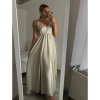Šaty dlouhé společenské saténové na ramínka dámské Elisabet (XS/S/M/L ONE SIZE) ITALSKÁ MÓDA IMM22360/DR (Velikost S/M/L, Barva zelená smaragdová)