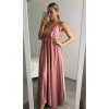 Šaty dlouhé společenské saténové na ramínka dámské Elisabet (XS/S/M/L ONE SIZE) ITALSKÁ MÓDA IMM22360/DR (Velikost S/M/L, Barva zelená smaragdová)