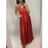Šaty dlouhé společenské saténové na ramínka dámské Elisabet (XS/S/M/L ONE SIZE) ITALSKÁ MÓDA IMM22360/DR (Velikost S/M/L, Barva zelená smaragdová)