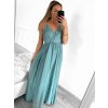 Šaty dlouhé společenské saténové na ramínka dámské Elisabet (XS/S/M/L ONE SIZE) ITALSKÁ MÓDA IMM22360/DR (Velikost S/M/L, Barva zelená smaragdová)