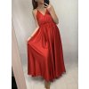 Šaty dlouhé společenské saténové na ramínka dámské Elisabet (XS/S/M/L ONE SIZE) ITALSKÁ MÓDA IMM22360/DR (Velikost S/M/L, Barva zelená smaragdová)