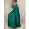 Šaty dlouhé společenské saténové na ramínka dámské Elisabet (XS/S/M/L ONE SIZE) ITALSKÁ MÓDA IMM22360/DR (Velikost S/M/L, Barva zelená smaragdová)