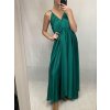 Šaty dlouhé společenské saténové na ramínka dámské Elisabet (XS/S/M/L ONE SIZE) ITALSKÁ MÓDA IMM22360/DR (Velikost S/M/L, Barva zelená smaragdová)