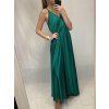 Šaty dlouhé společenské saténové na ramínka dámské Elisabet (XS/S/M/L ONE SIZE) ITALSKÁ MÓDA IMM22360/DR (Velikost S/M/L, Barva zelená smaragdová)