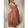 Šaty dlouhé společenské saténové na ramínka dámské Elisabet (XS/S/M/L ONE SIZE) ITALSKÁ MÓDA IMM22360/DR (Velikost S/M/L, Barva zelená smaragdová)