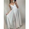 Šaty dlouhé společenské saténové na ramínka dámské Elisabet (XS/S/M/L ONE SIZE) ITALSKÁ MÓDA IMM22360/DR (Velikost S/M/L, Barva zelená smaragdová)