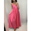 Šaty dlouhé společenské saténové na ramínka dámské Elisabet (XS/S/M/L ONE SIZE) ITALSKÁ MÓDA IMM22360/DR (Velikost S/M/L, Barva zelená smaragdová)