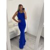 Šaty elegantní společenské dlouhé na ramínka dámské (S/M ONE SIZE) ITALSKá MóDA IMM22LS9714 (Velikost S/M/L, Barva Černá)