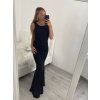 Šaty elegantní společenské dlouhé na ramínka dámské (S/M ONE SIZE) ITALSKá MóDA IMM22LS9714 (Velikost S/M/L, Barva Černá)