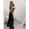 Šaty elegantní společenské dlouhé na ramínka dámské (S/M ONE SIZE) ITALSKá MóDA IMM22LS9714 (Velikost S/M/L, Barva Černá)