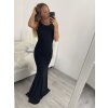 Šaty elegantní společenské dlouhé na ramínka dámské (S/M ONE SIZE) ITALSKá MóDA IMM22LS9714 (Velikost S/M/L, Barva Černá)