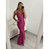 Šaty elegantní společenské dlouhé na ramínka dámské (S/M ONE SIZE) ITALSKá MóDA IMM22LS16104 (Velikost S/M/L, Barva růžová starorůžová)